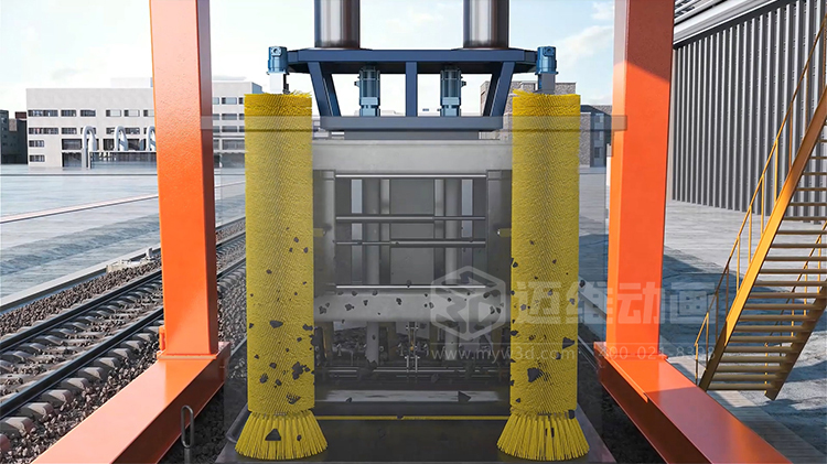 工業(yè)三維動(dòng)畫(huà)賦能：火車(chē)箱粘凍煤清車(chē)機器人自動(dòng)化清掃工藝可視化方案(圖4)