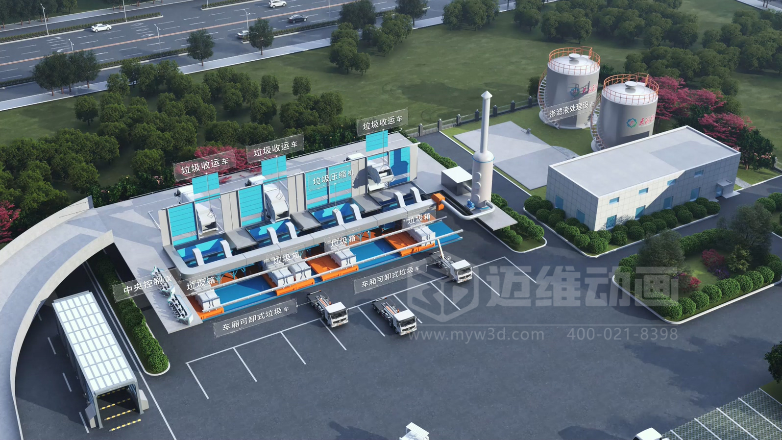 環(huán)衛一體化處理工藝三維動(dòng)畫(huà)(圖2)